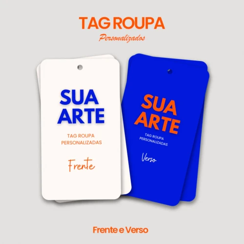 30uni I TAG ROUPA 4 CANTOS ARREDONDADOS | PERSONALIZADO I FRENTE/VERSO 